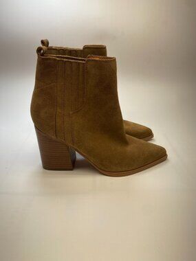 Marc Fisher LTD Womens Oshay Pointed Toe Leather Natural Suede Heel Bootie Sz 10